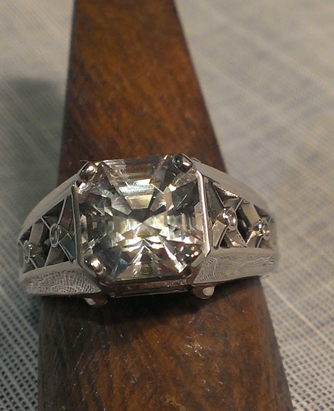 Danburite Asscher Ring