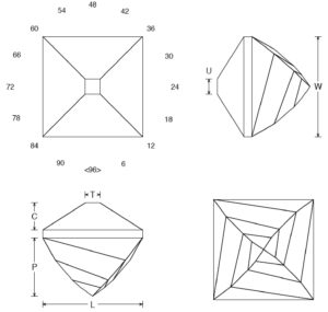 line rendering of Charybdis Square gemstone design