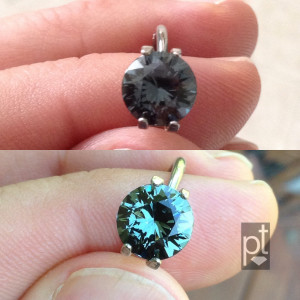 Blue Gray Spinel Round daylight compare