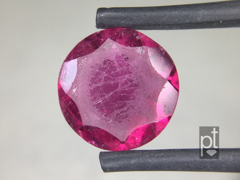 Pink Maine Tourmaline Before & After repair